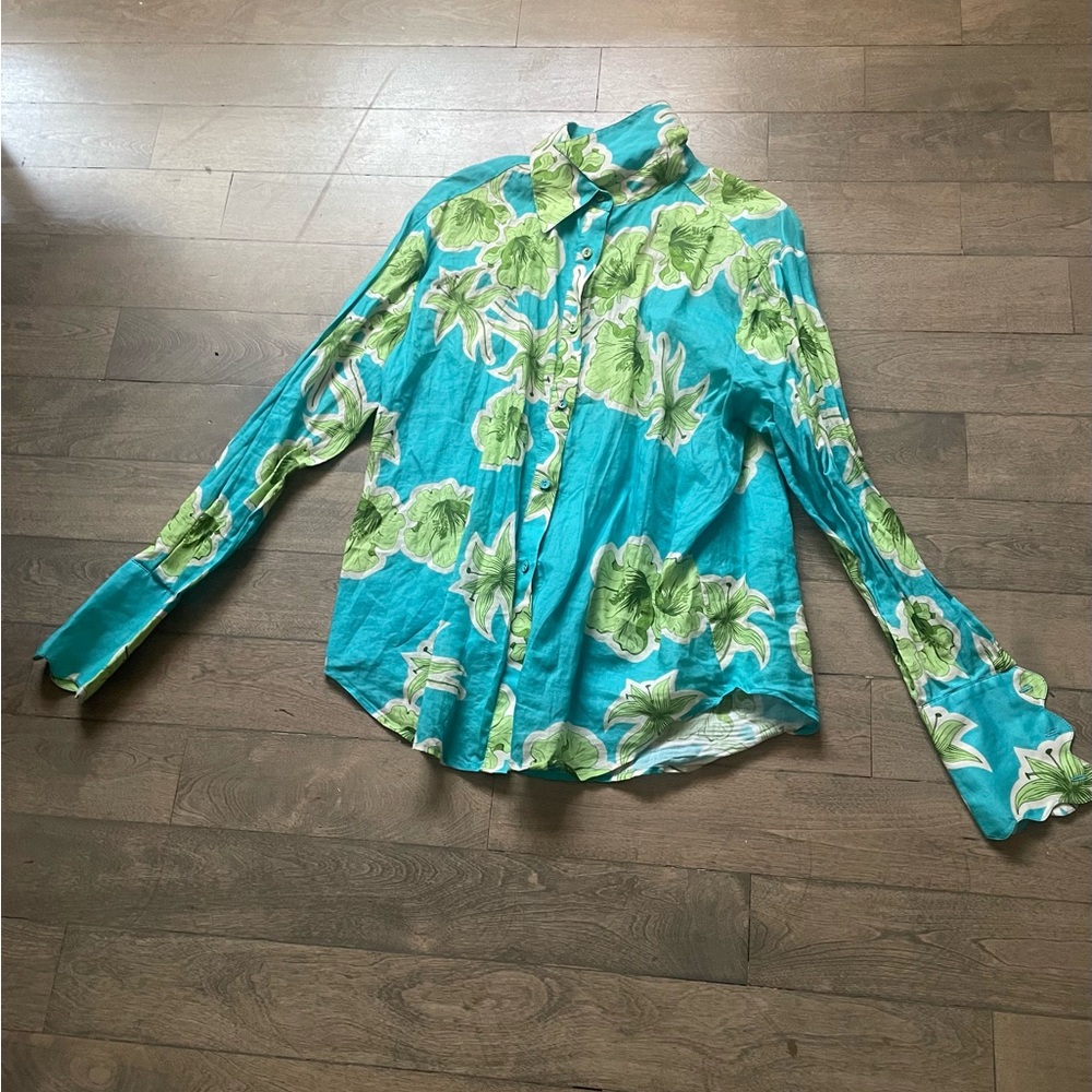 The Wolf Gang Floral Linen Button-Down Shirt